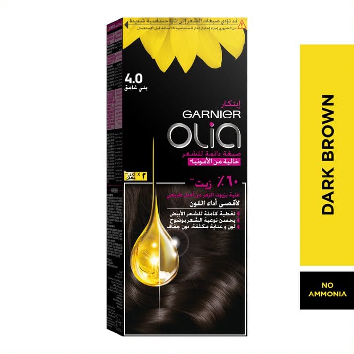 Olia, 4.0 Dark Brown, No Ammonia Permanent Haircolor, with 60% Oils