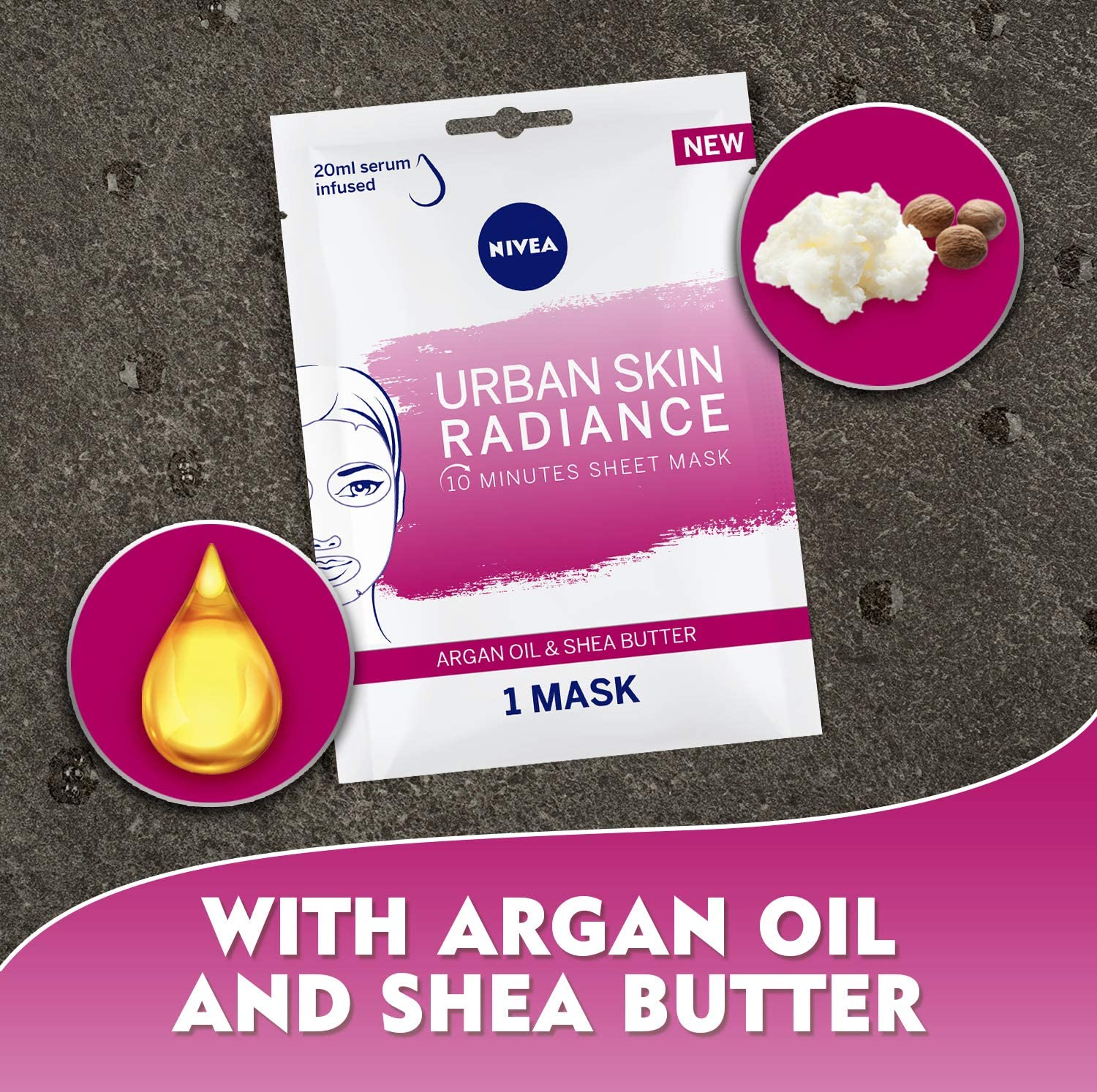 Urban Natural Radiance Face Sheet Mask Argan Oil & Shea Butter