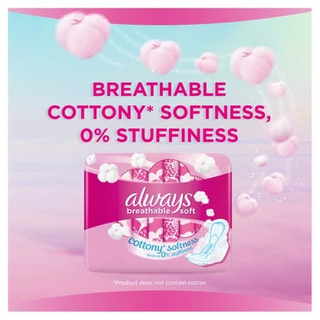 Kotex Natural Ultra Thin Pads, 100% Cotton Pad, Overnight Protection Sanitary Pads with Wings, 14 Sanitary Pads