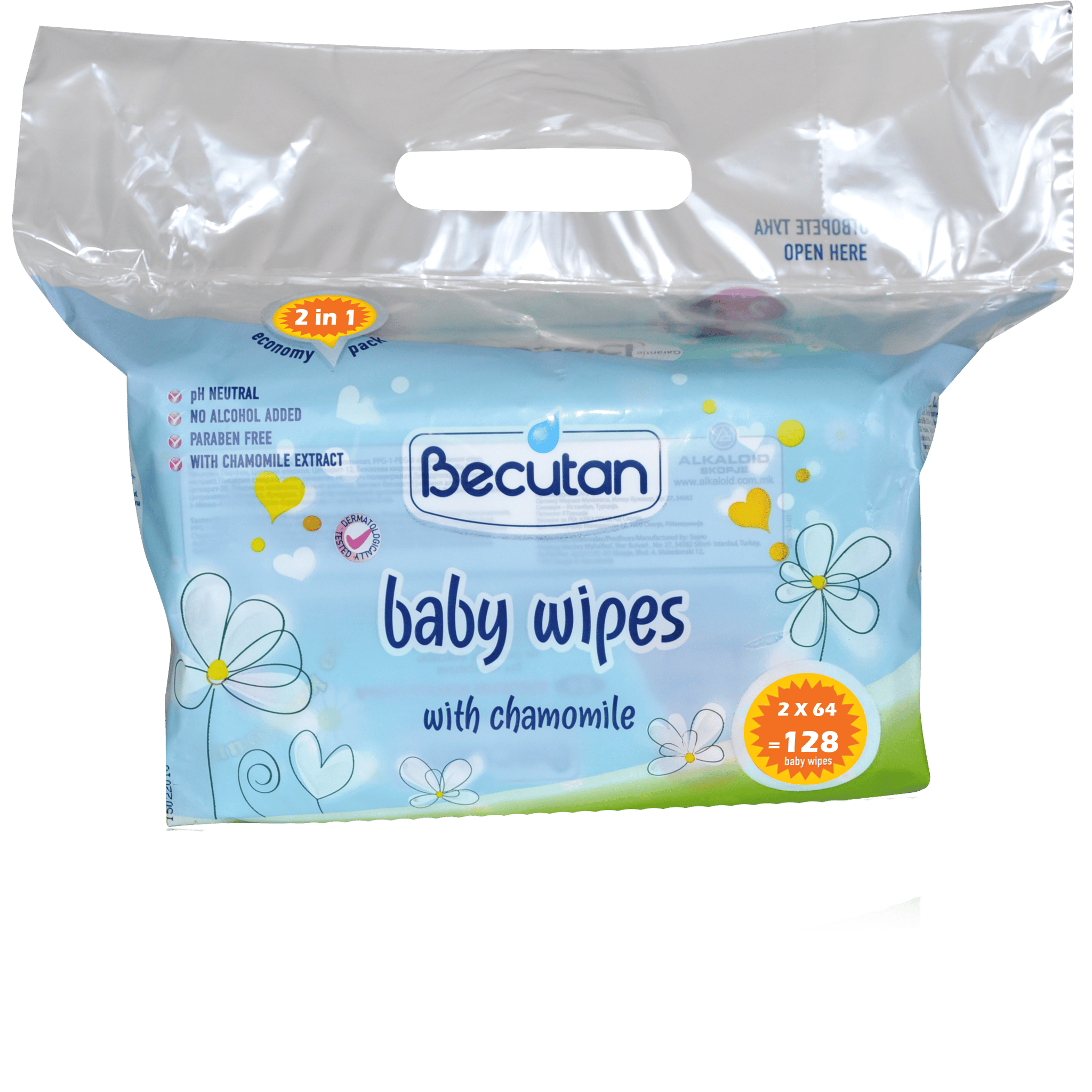 Wet Wipes WithChamomile Extract  2*64 Pcs