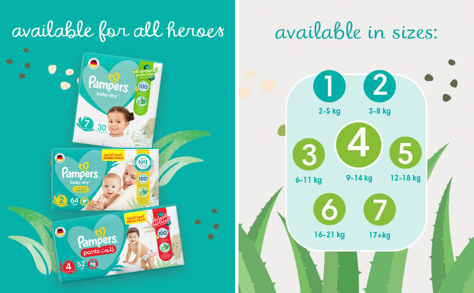 Pampers Baby-Dry Diapers with Aloe Vera Size 7, +15 kg, 44 Diapers