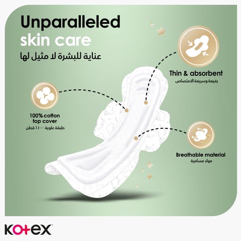 Kotex Ultra Thin Pads, Overnight Protection Sanitary Pads with Wings, 7 Sanitary Pads