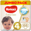 Huggies Extra Care, Size 4, 8 -14 kg, Jumbo Pack, 68 Diapers