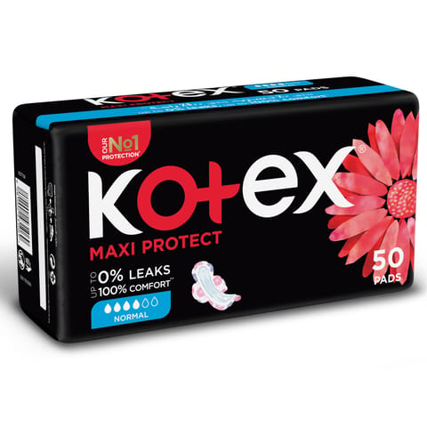 Kotex Natural Ultra Thin Pads, 100% Cotton Pad, Overnight Protection Sanitary Pads with Wings, 14 Sanitary Pads