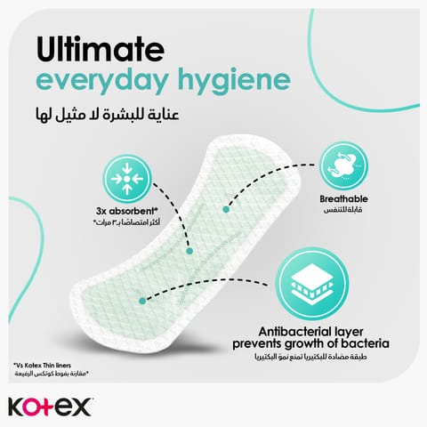 Kotex Natural Ultra Thin Pads, 100% Cotton Pad, Overnight Protection Sanitary Pads with Wings, 14 Sanitary Pads