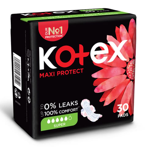 Kotex Natural Ultra Thin Pads, 100% Cotton Pad, Overnight Protection Sanitary Pads with Wings, 14 Sanitary Pads