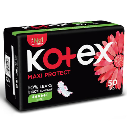 Kotex Natural Ultra Thin Pads, 100% Cotton Pad, Overnight Protection Sanitary Pads with Wings, 14 Sanitary Pads