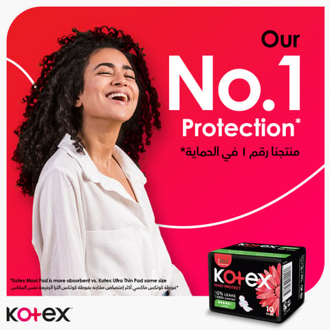 Kotex Natural Ultra Thin Pads, 100% Cotton Pad, Overnight Protection Sanitary Pads with Wings, 14 Sanitary Pads