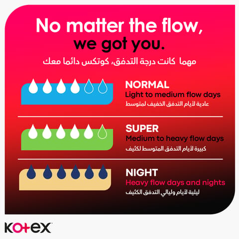 Kotex Natural Ultra Thin Pads, 100% Cotton Pad, Overnight Protection Sanitary Pads with Wings, 14 Sanitary Pads