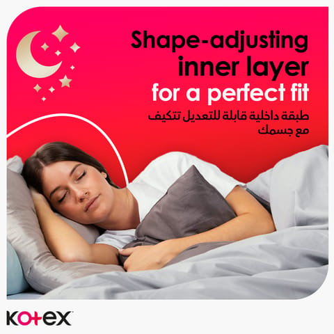 Kotex Natural Ultra Thin Pads, 100% Cotton Pad, Overnight Protection Sanitary Pads with Wings, 14 Sanitary Pads