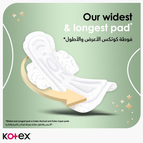 Kotex Natural Ultra Thin Pads, 100% Cotton Pad, Overnight Protection Sanitary Pads with Wings, 14 Sanitary Pads