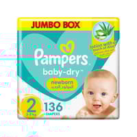 Pampers Baby-Dry Diapers, Size 2 (Newborn, 3-8Kg) 136Pc