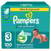 Pampers Rash Protection Taped Diapers, Size 3 (6-10Kg) 100Pc