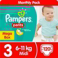 Pampers Rash Protection Diaper Pants, Size 3 (6-11Kg) 120Pc