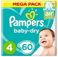 Pampers Rash Protection, Size 4 (9-14Kg) 60Pc