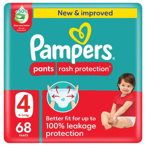 Pampers Rash Protection Pants, Size 4 (9-14Kg) 68Pc
