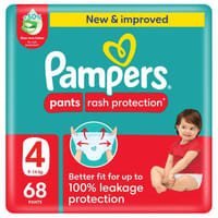 Pampers Rash Protection Pants, Size 4 (9-14Kg) 68Pc