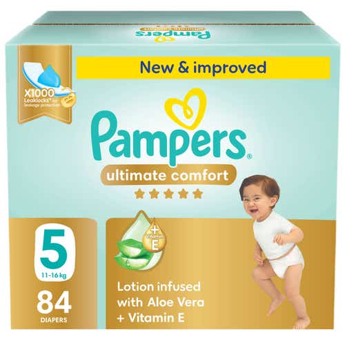 Pampers Ultimate Comfort Taped Diapers, Size 5 (11-16Kg) 84Pc