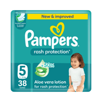Pampers Rash Protection Taped Diapers, Size 5 (11-16Kg) 38Pc