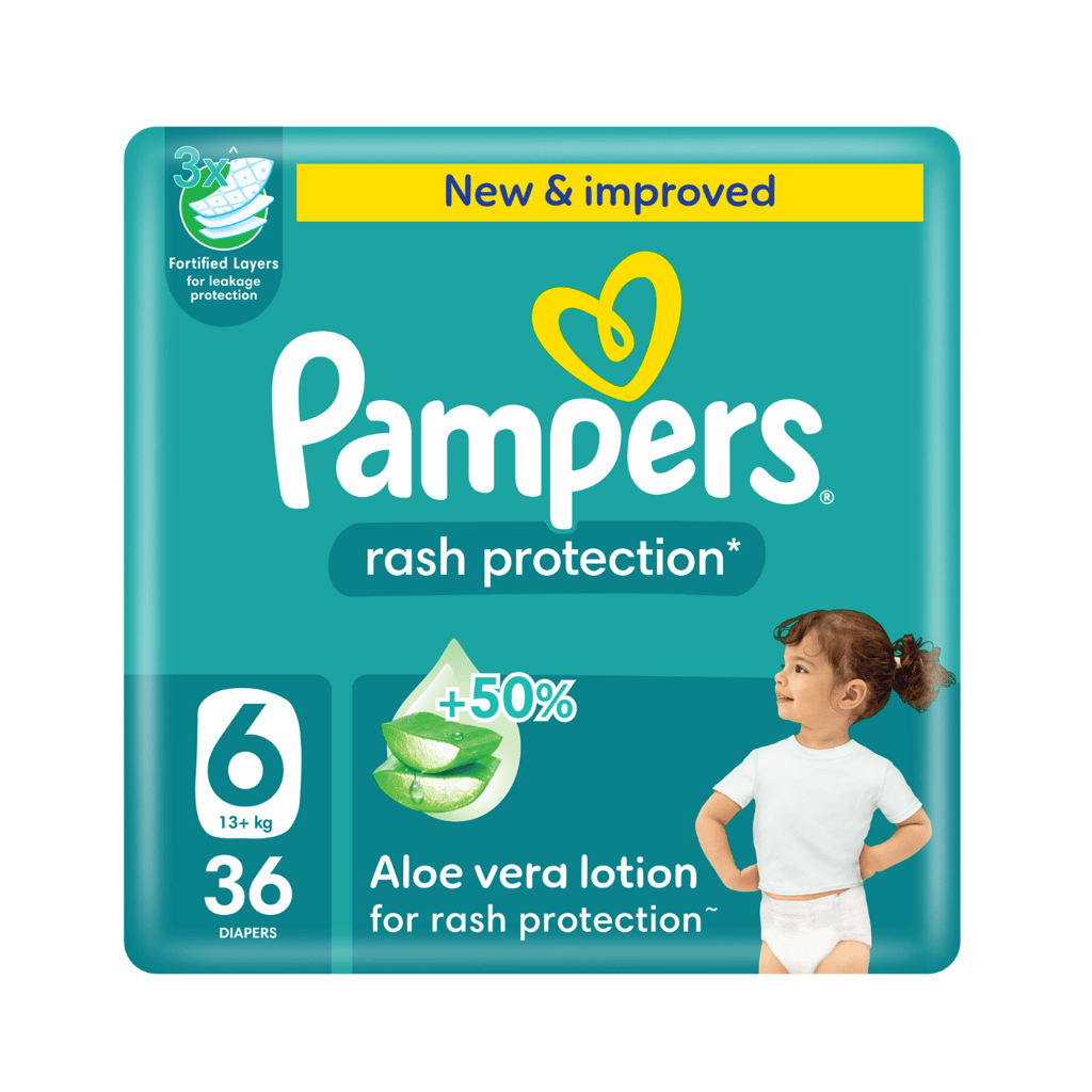 Pampers Rash Protection Taped Diapers, Size 6 (13+Kg) 36Pc