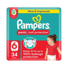 Pampers Rash Protection Pants, Size 6 (16+Kg) 34Pc