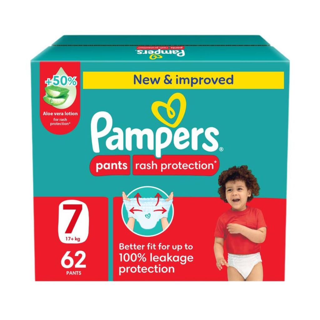 Pampers Rash Protection Pants, Size 7 (+17Kg) 62Pc