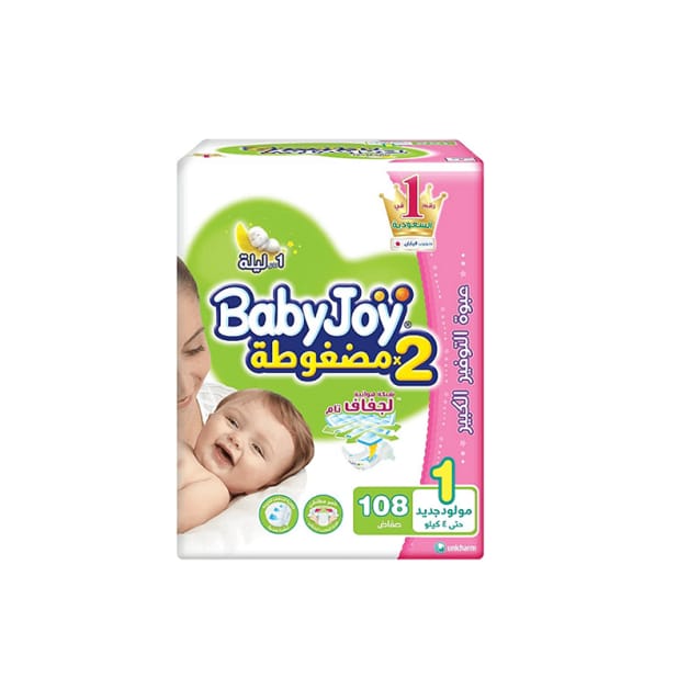Babyjoy Compressed Diapers, Size 1 108Pc