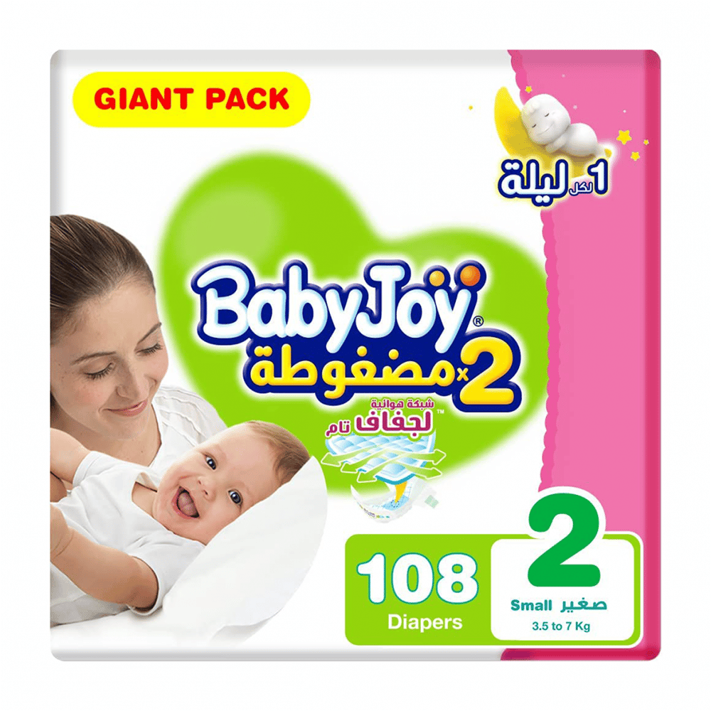 Babyjoy Compressed Diapers, Size 2 108Pc
