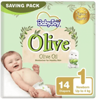 Babyjoy Healthy Skin Diapers With Olive Oil, Size 1, 14 Diapers