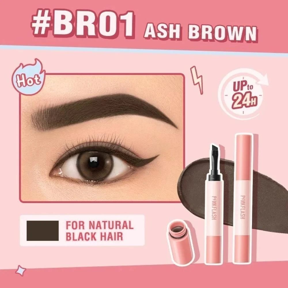 Pink Flash Waterproof and Sweatproof Eyebrow Pomade BR01 Ash Brown