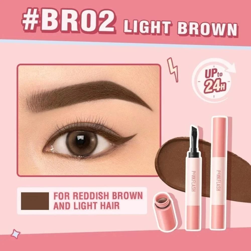 Pink Flash Waterproof and Sweatproof Eyebrow Pomade BR02 Light Brown