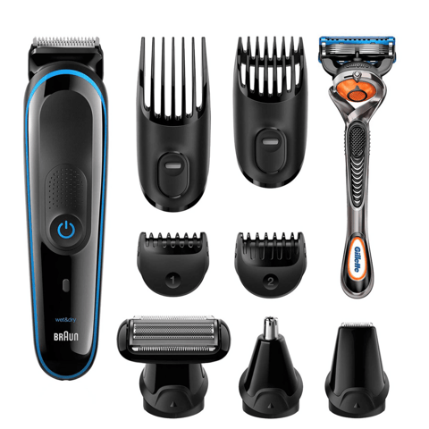 Braun BT5265 Beard Trimmer For Men, Mini Foil Shaver with Gillette ProGlide Razor, Black & Silver Metal