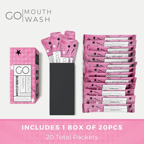 Go Mouthwash Bubble Gum Mint 20 Packets