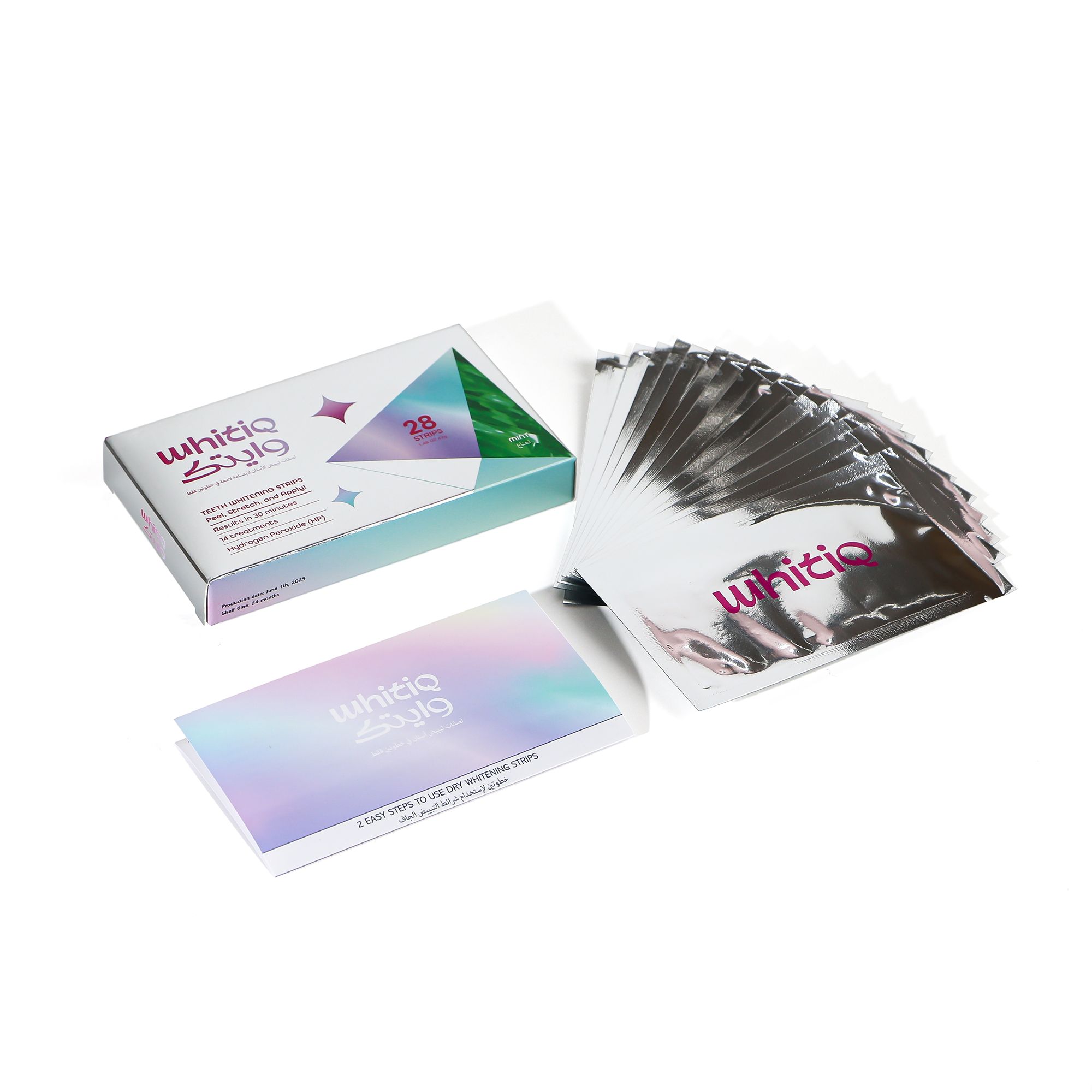 WHITIQ 6%hp dry teeth+B2:B38 whitening strips - Mint