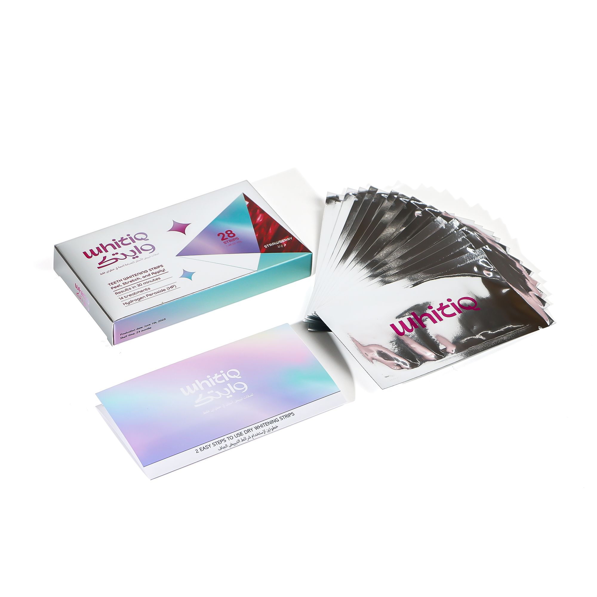 WHITIQ 6%hp dry teeth whitening strips - Strawberries